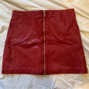 Red Leather Mini Skirt